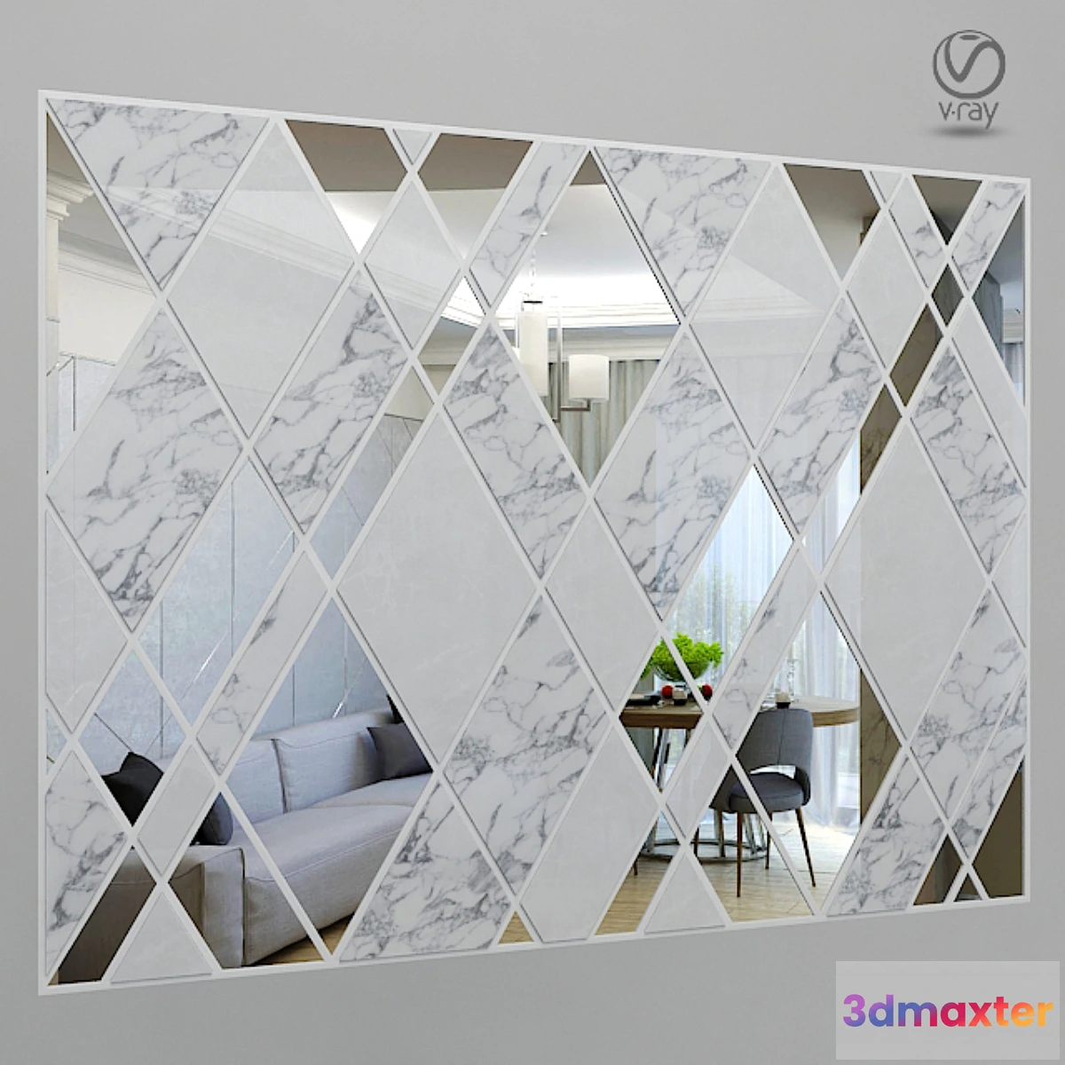1421766 - Wall_Panel_with_Mirrors 3D Max