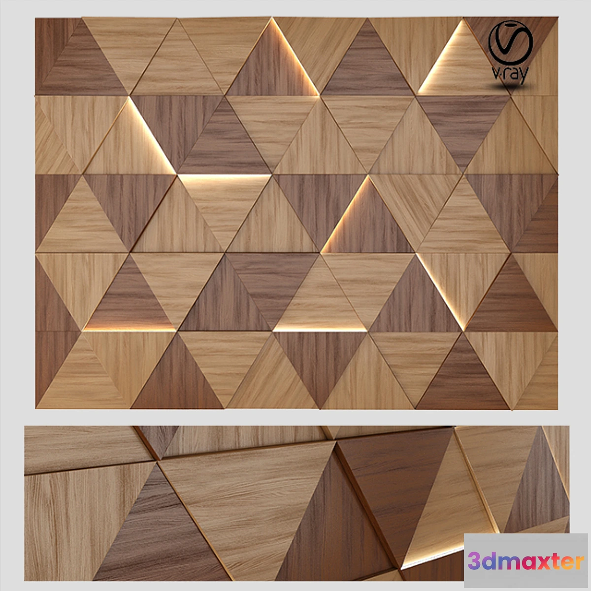 1429354 - Wall Wood Panel with Lights 3D Max