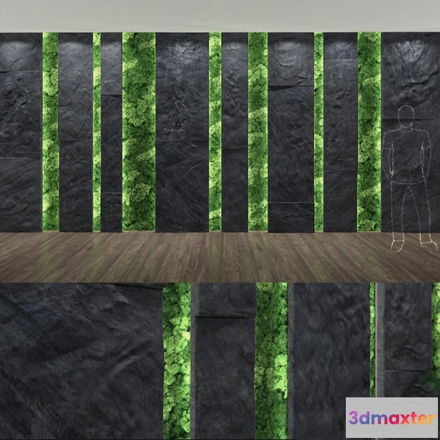 1592734 - decoration - Stone and  moss wall 3D Max