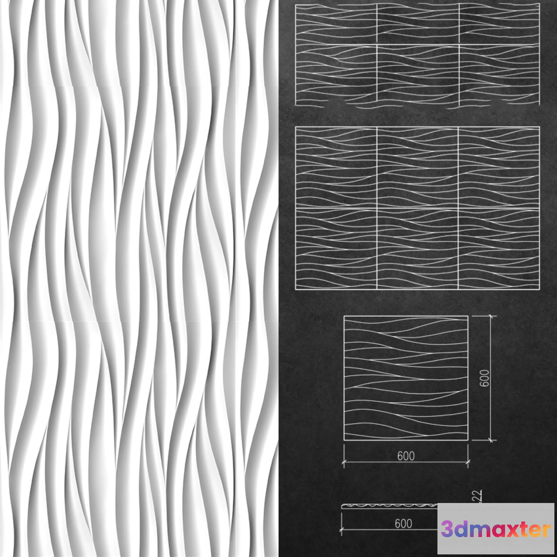 1592878 - decoration - 3D panel Rise 3D Max