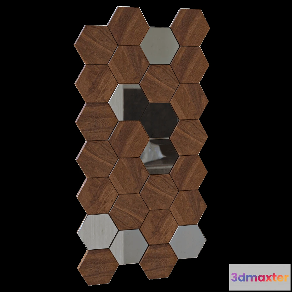 1592956 - YourFoRest - Wall panel mith mirror insert Mosaic Honey 3D Max