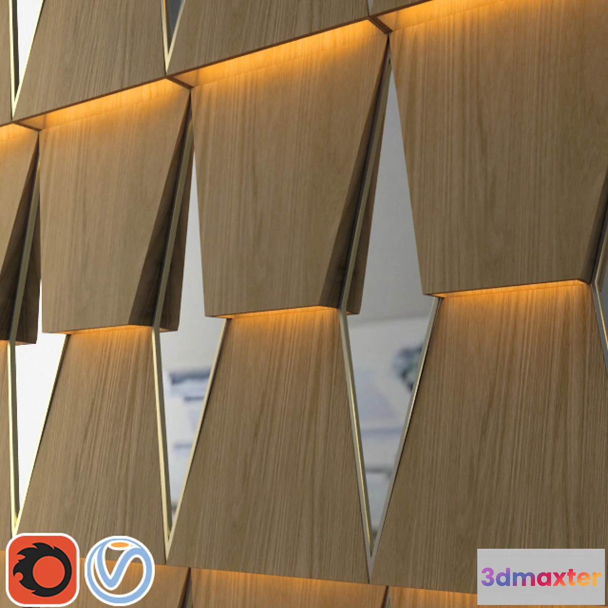 663961 - 3d wooden wall panel with mirror