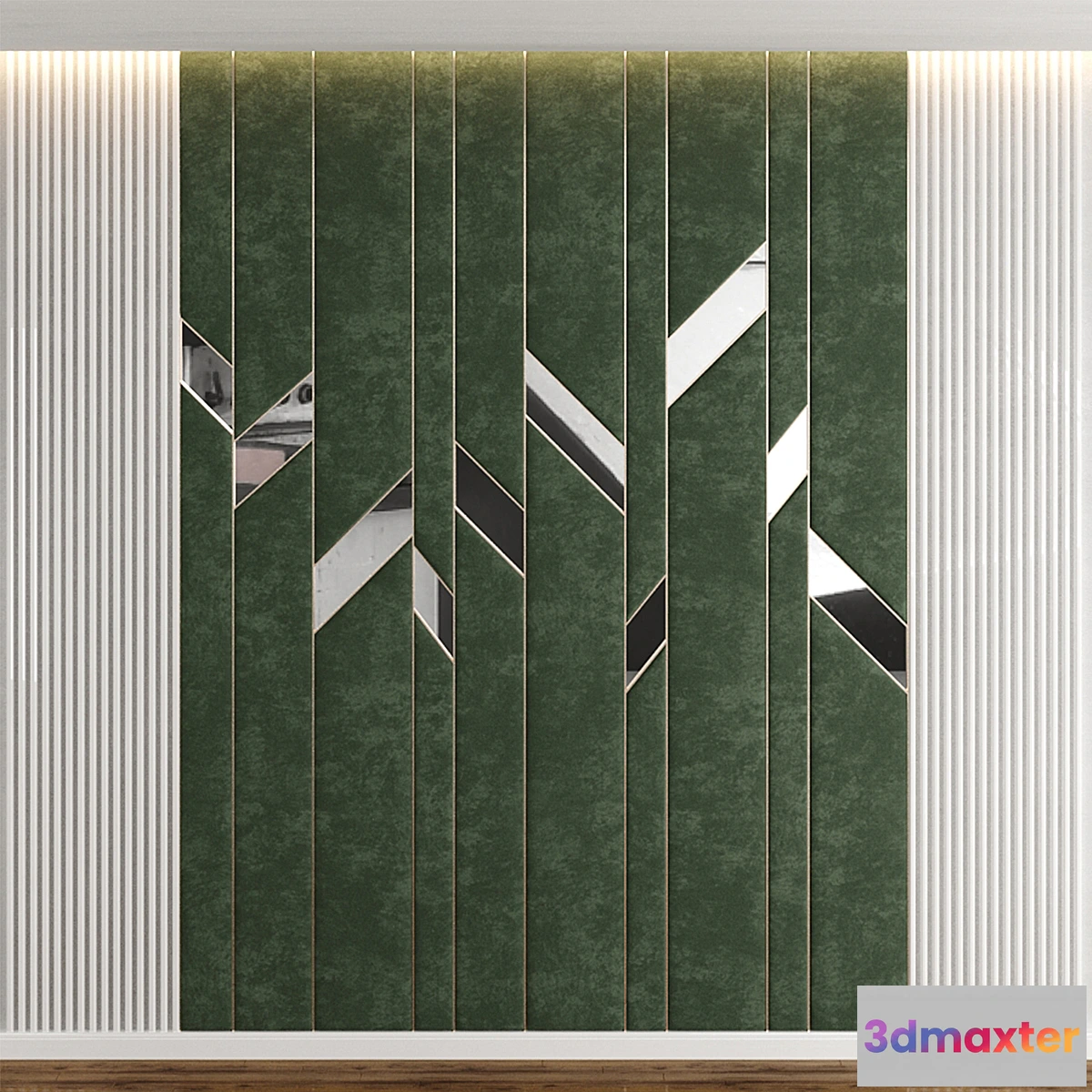 705132 - Headboard in green panels mirrors and MDF