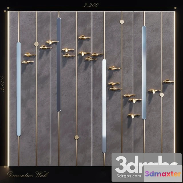 916602 - Decorative Panel Birds Gold 9