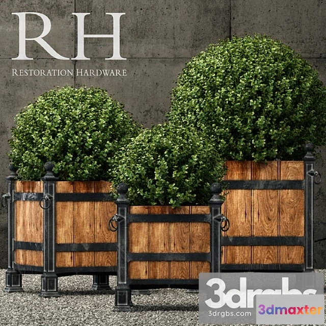 916898 - Restoration Hardware Versailles Wood Panel Planters 1