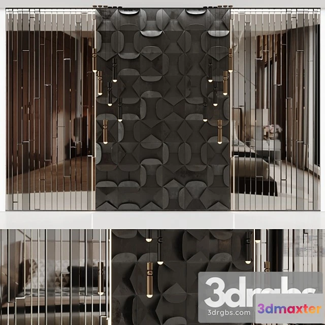 916980 - Volumetric Wall Panel Mid Century Modern Black