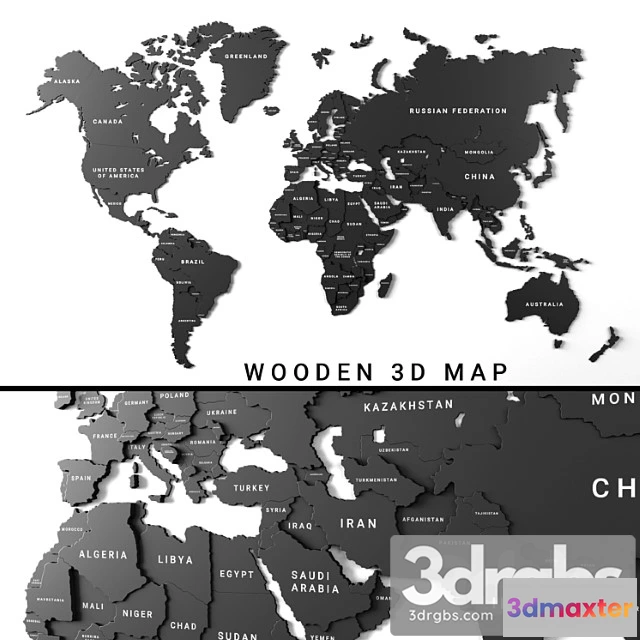 917144 - Wooden Panel World Map 3
