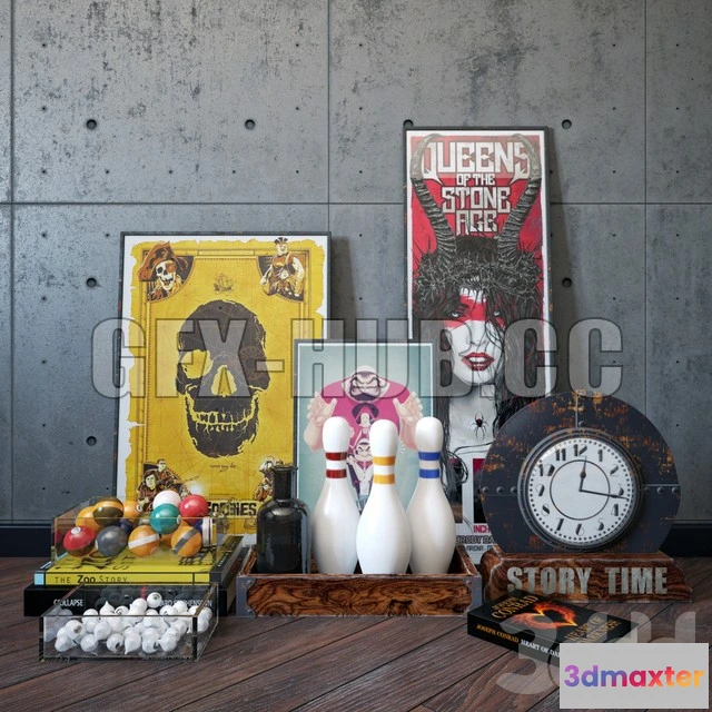 1078706 - Decorative set with clocksbooksskittles - 212263