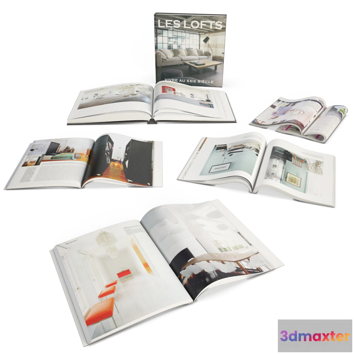 1297146 - Opened Books and Magazine 3D Max
