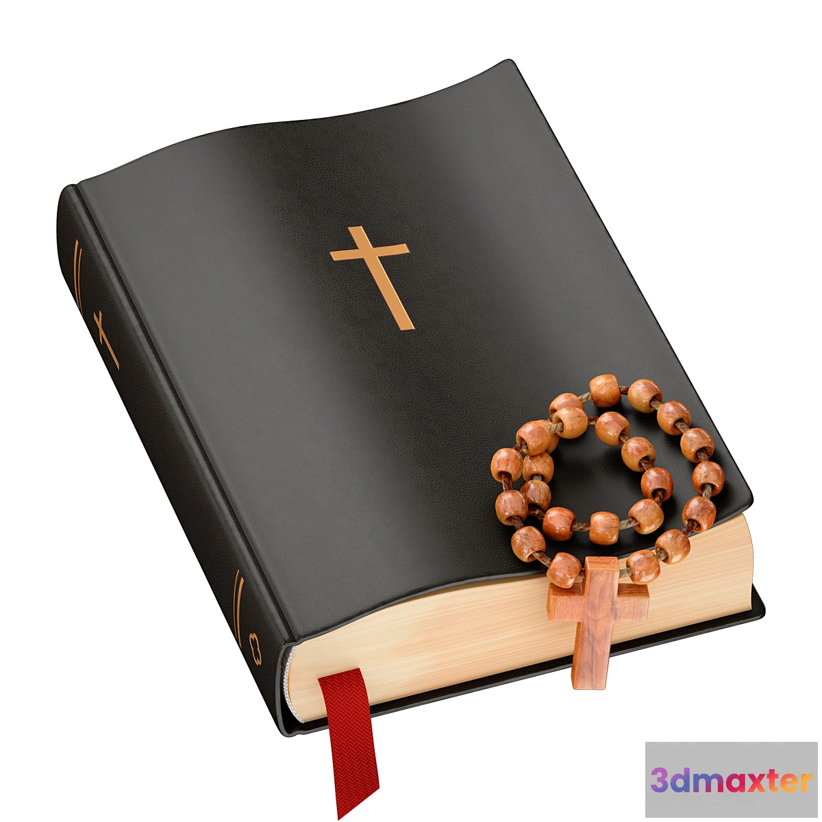 1316814 - Bible Book Cross with rosary 3D Max
