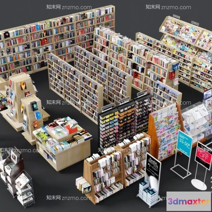 1365907 - Book Case 3D Furniture Models - Interior 3D Model - 007 3D Max