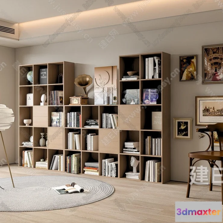1366885 - Book Case 3D Furniture Models - Interior 3D Model - 021 3D Max