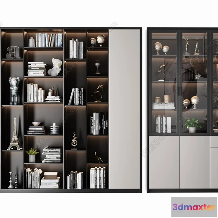 1368126 - Book Case 3D Furniture Models - Interior 3D Model - 039 3D Max