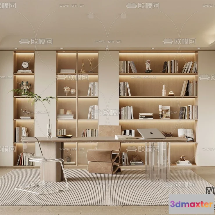 1369347 - Book Case 3D Furniture Models - Interior 3D Model - 058 3D Max
