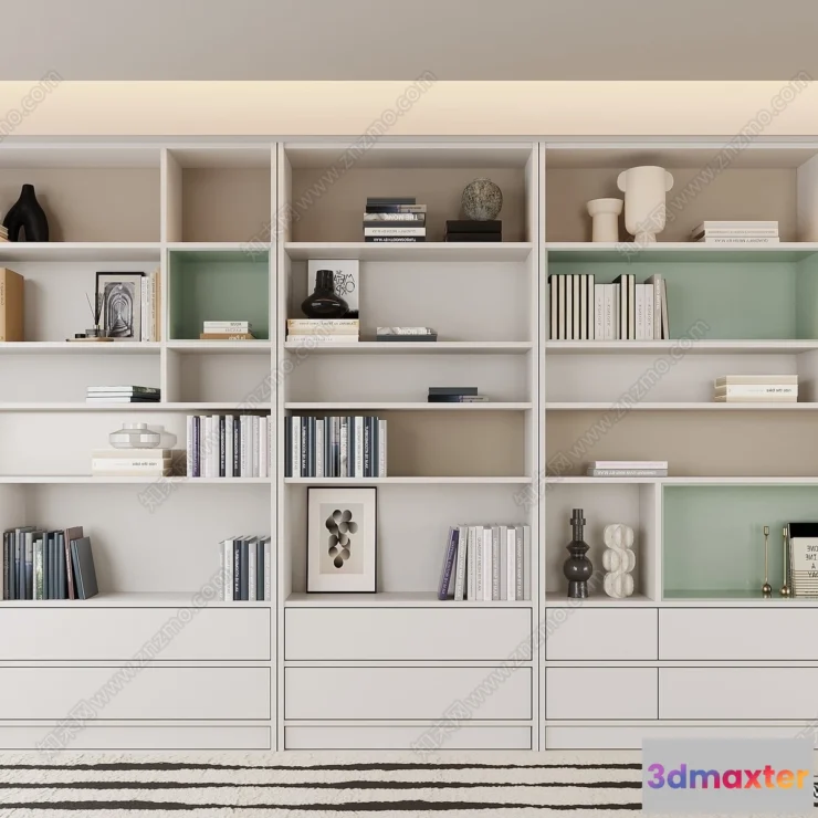 1370180 - Book Case 3D Furniture Models - Interior 3D Model - 070 3D Max