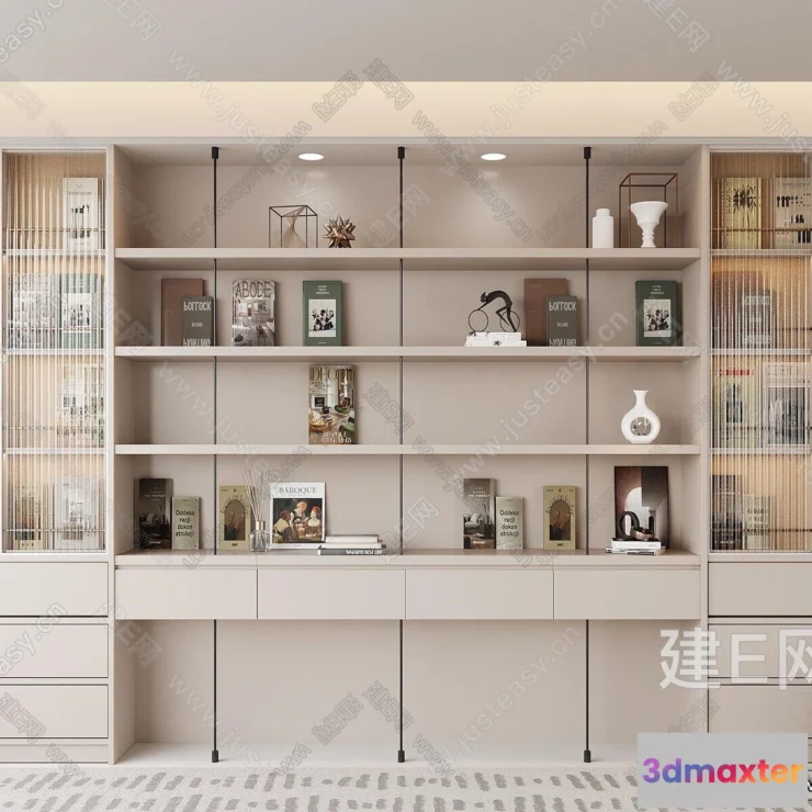 1370582 - Book Case 3D Furniture Models - Interior 3D Model - 076 3D Max