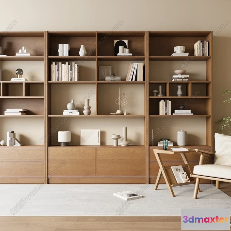 1370909 - Book Case 3D Furniture Models - Interior 3D Model - 081 3D Max
