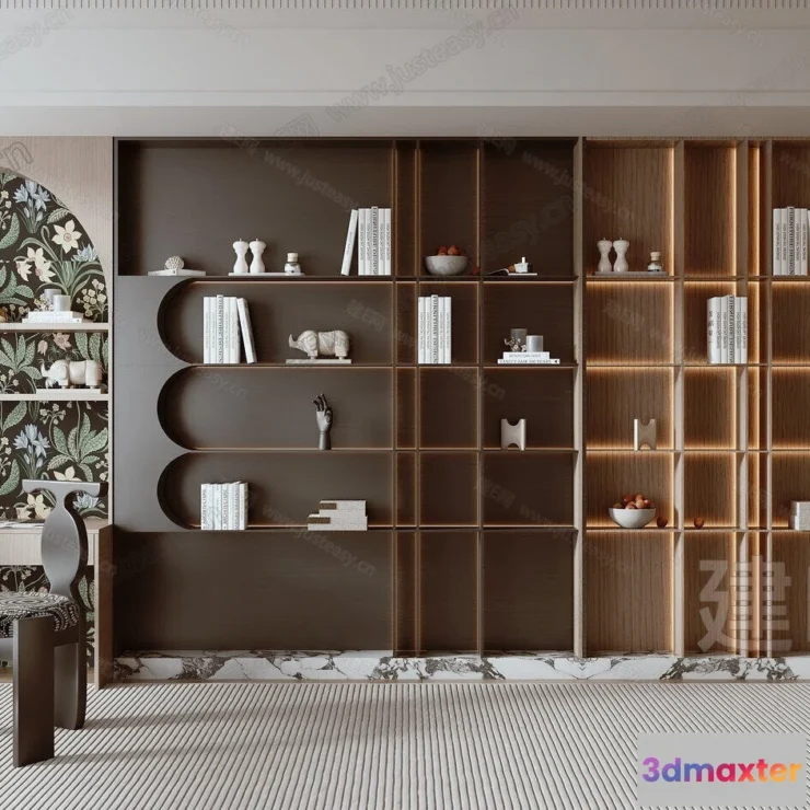 1371096 - Book Case 3D Furniture Models - Interior 3D Model - 084 3D Max