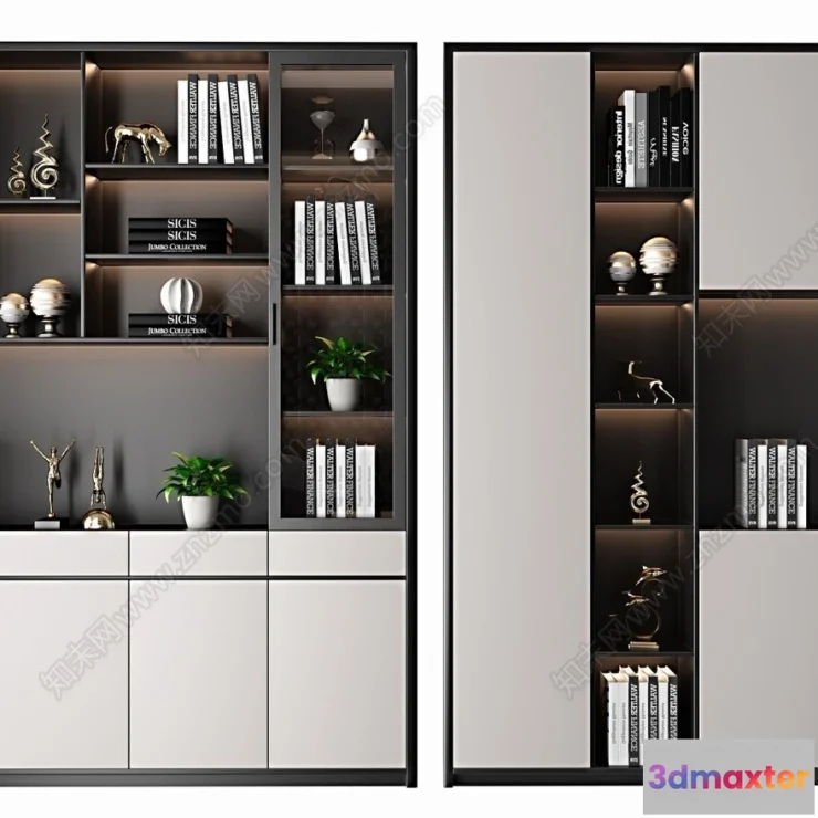 1371355 - Book Case 3D Furniture Models - Interior 3D Model - 088 3D Max