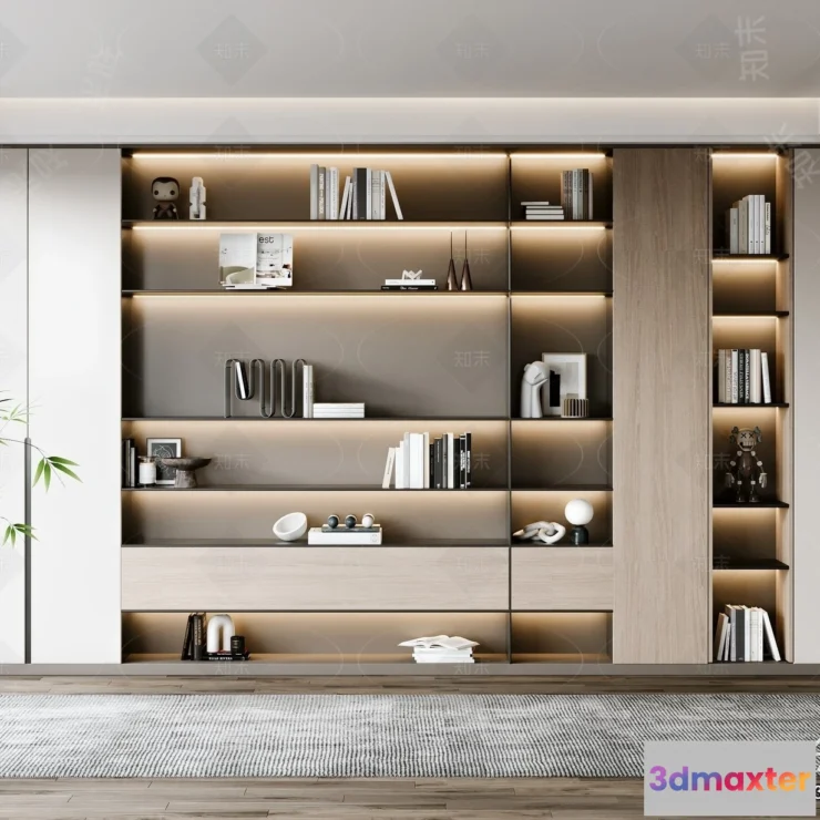 1371405 - Book Case 3D Furniture Models - Interior 3D Model - 089 3D Max