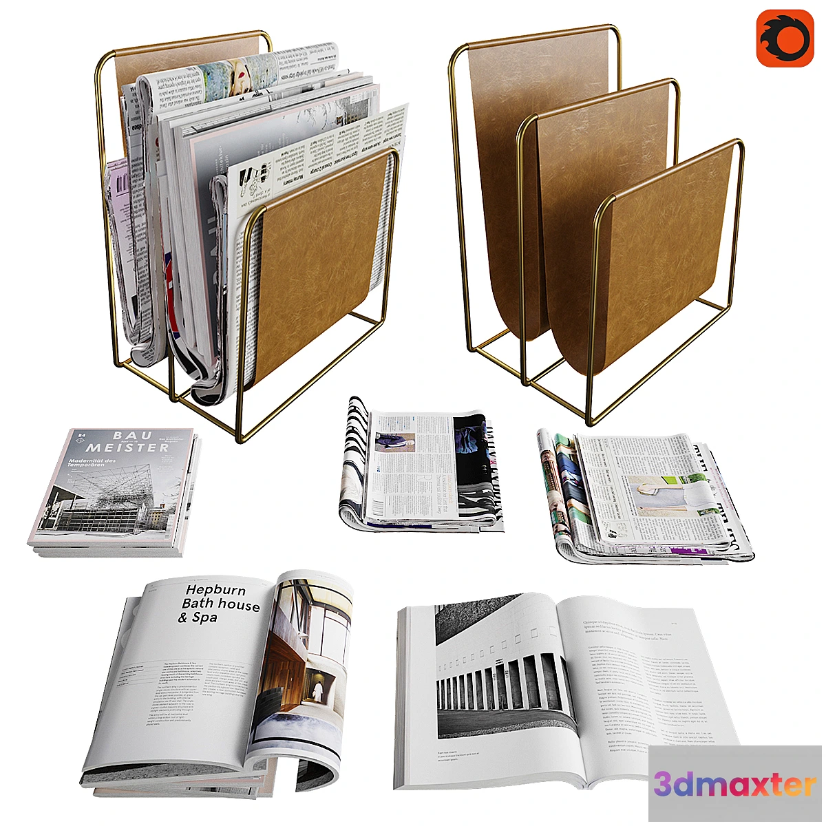 545823 - Newspaper box and set of magazines and newspapers