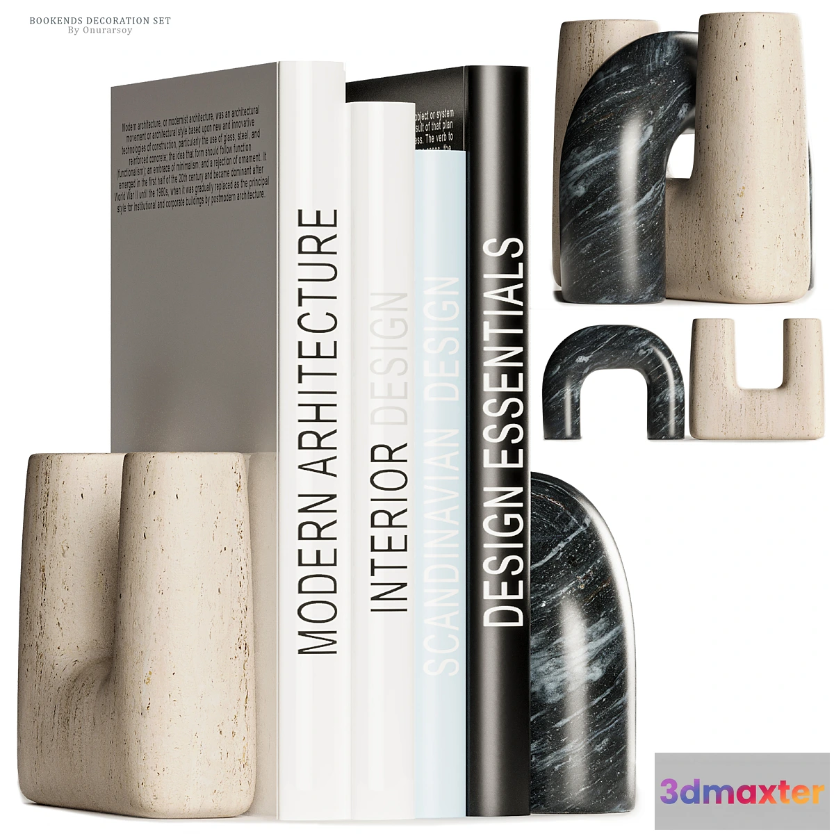 767993 - Issac Nesting Travertine and Marble Bookends Decoration - No.3