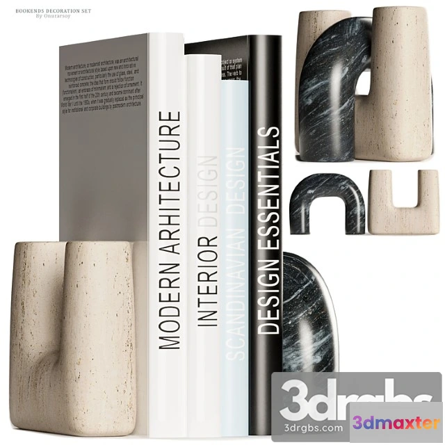 917242 - Issac Nesting Travertine and Marble Bookends Decoration