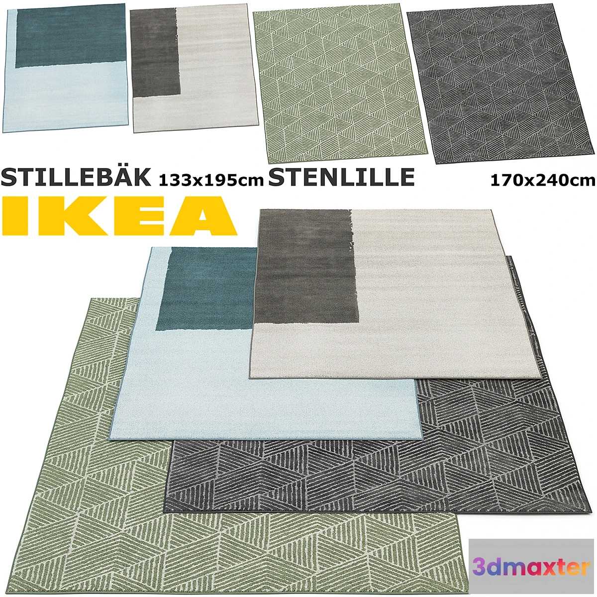 1289096 - IKEA STILLEBAK STENLILLE RUG SET 3D Max