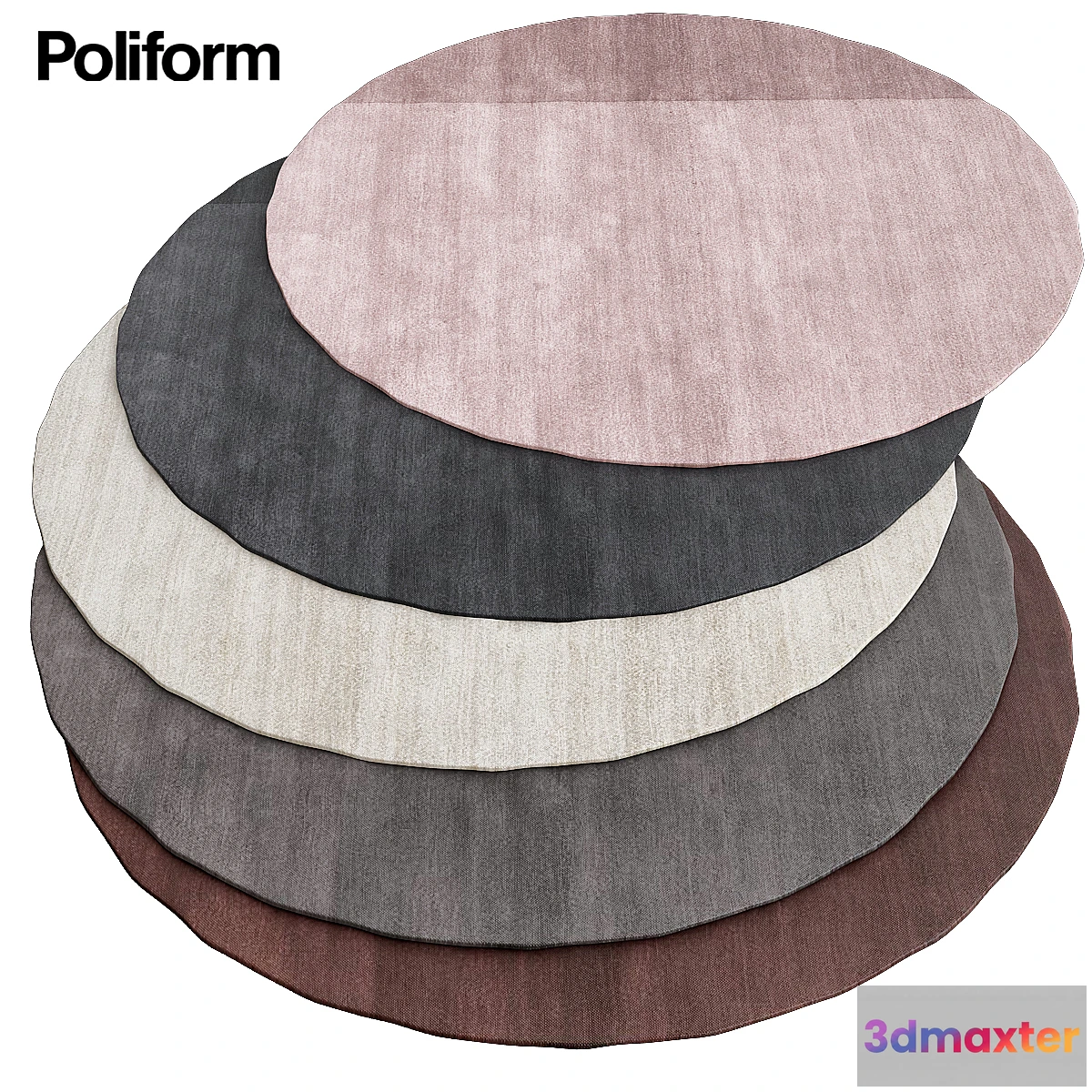 1314374 - Plain gray poliform round rugs 3D Max