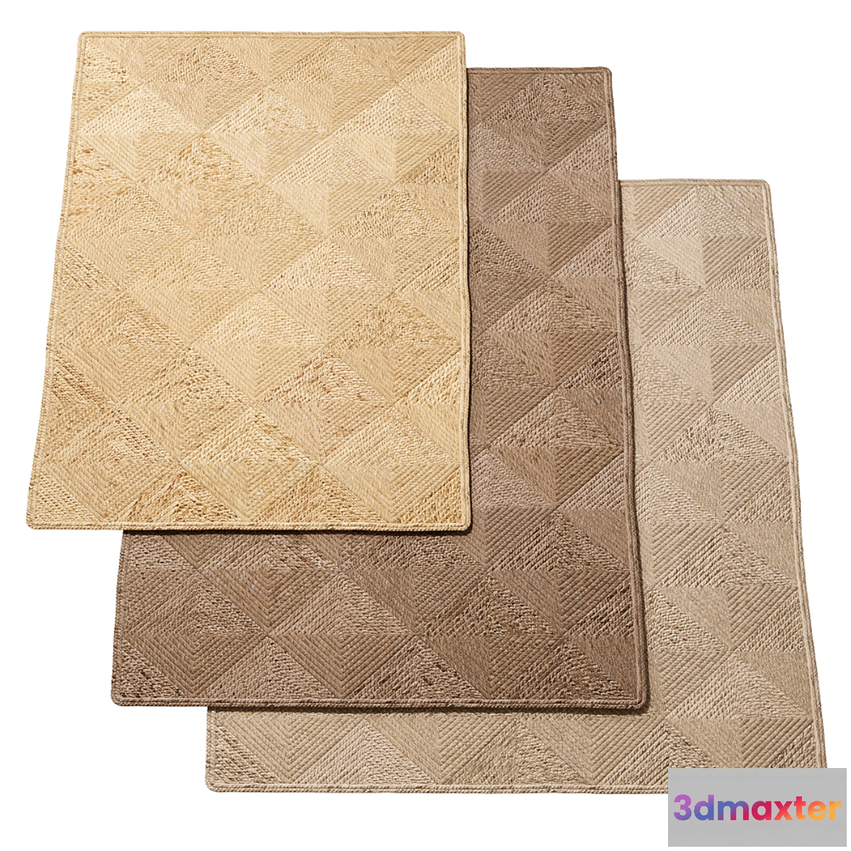 1317349 - Natural Spiral sections Braided Jute Rug - No.2 3D Max