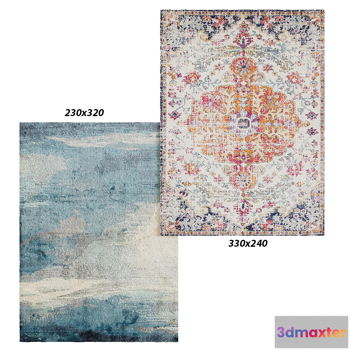 1334394 - Temple and webster Monet-Stunning-Rug-CIT-563-BLUE Bone and White 3D Max