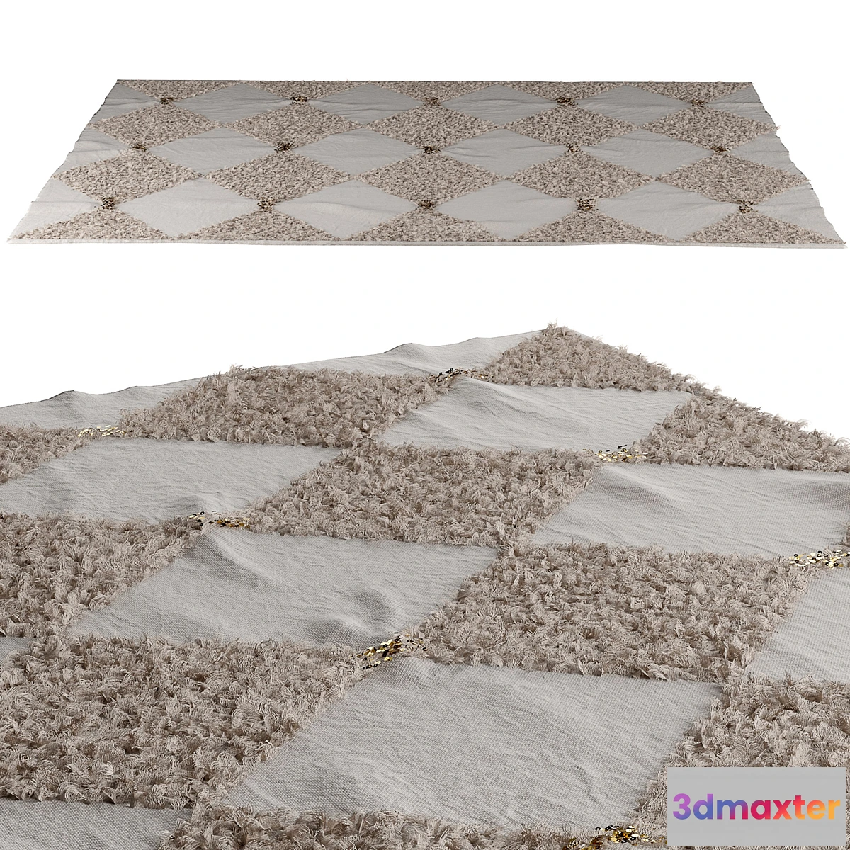 1335921 - Shag Rug Creme Soft 3D Max