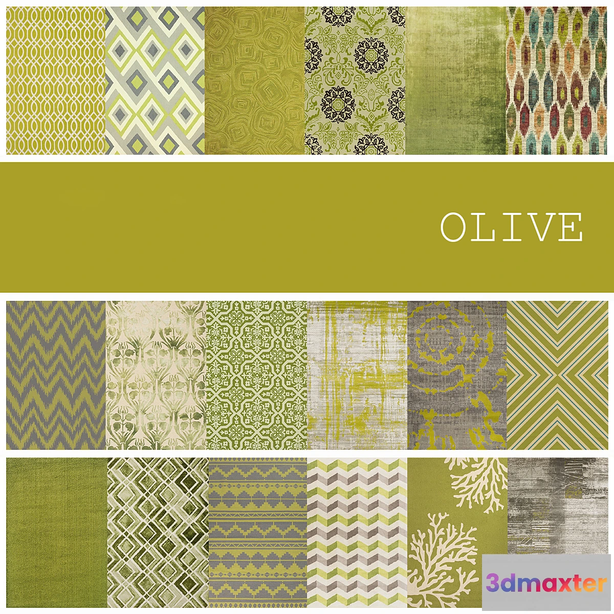 1405262 - 18 carpets in color OLIVE 3D Max