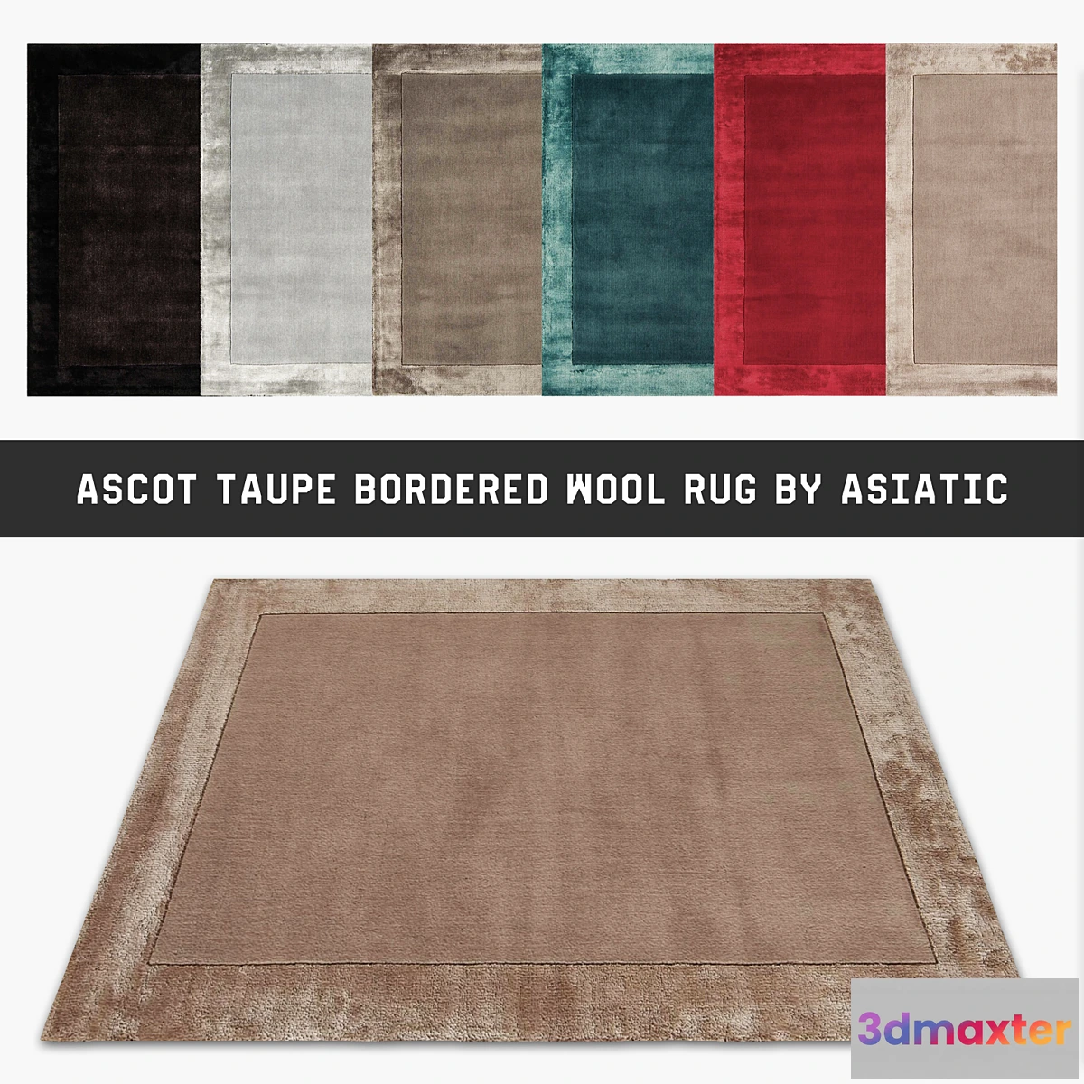 1413464 - Ascot Taupe Bordered Wool Rug By Asiatic 3D Max