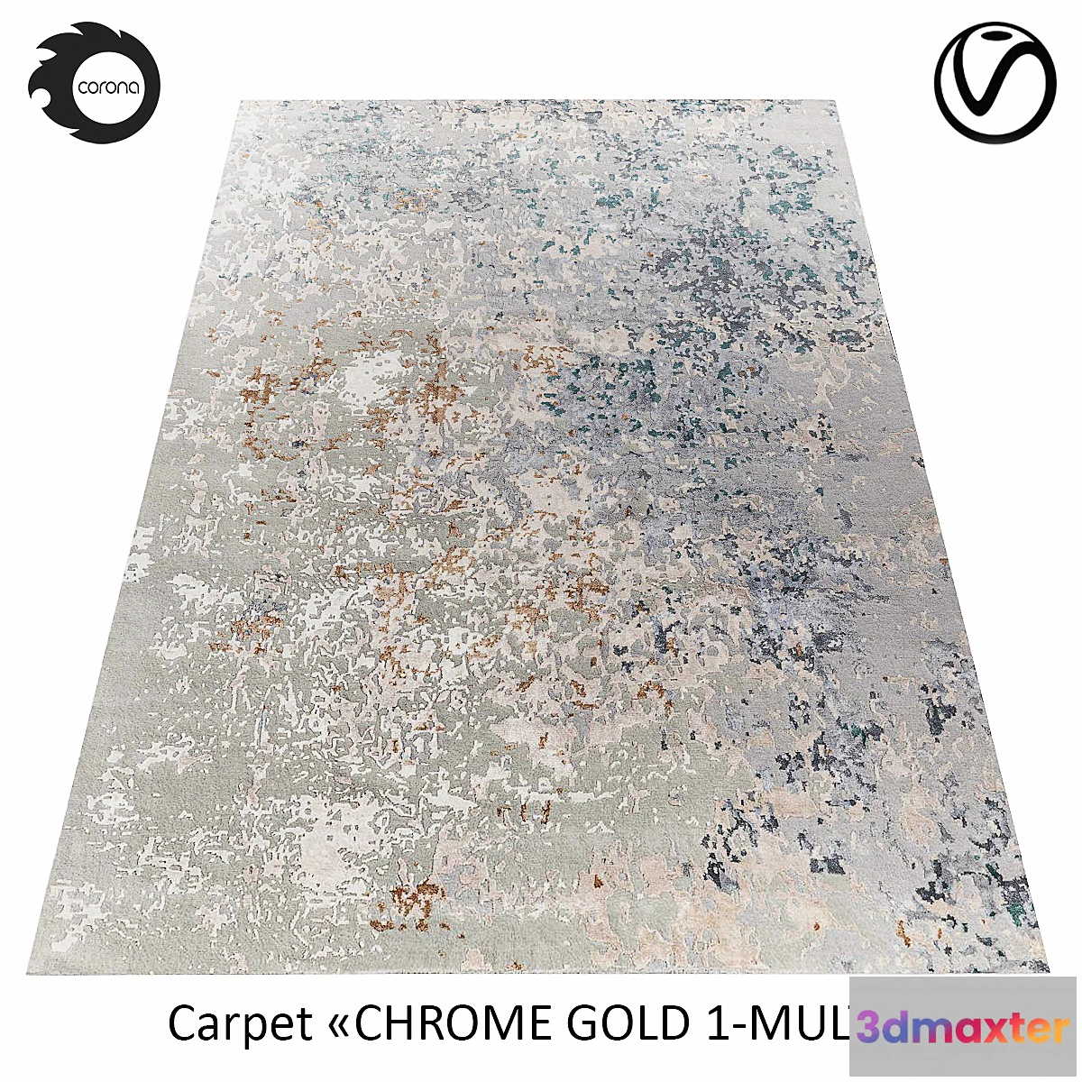 1428990 - Indian wool rug “CHROME GOLD” 1-MULTI 3D Max