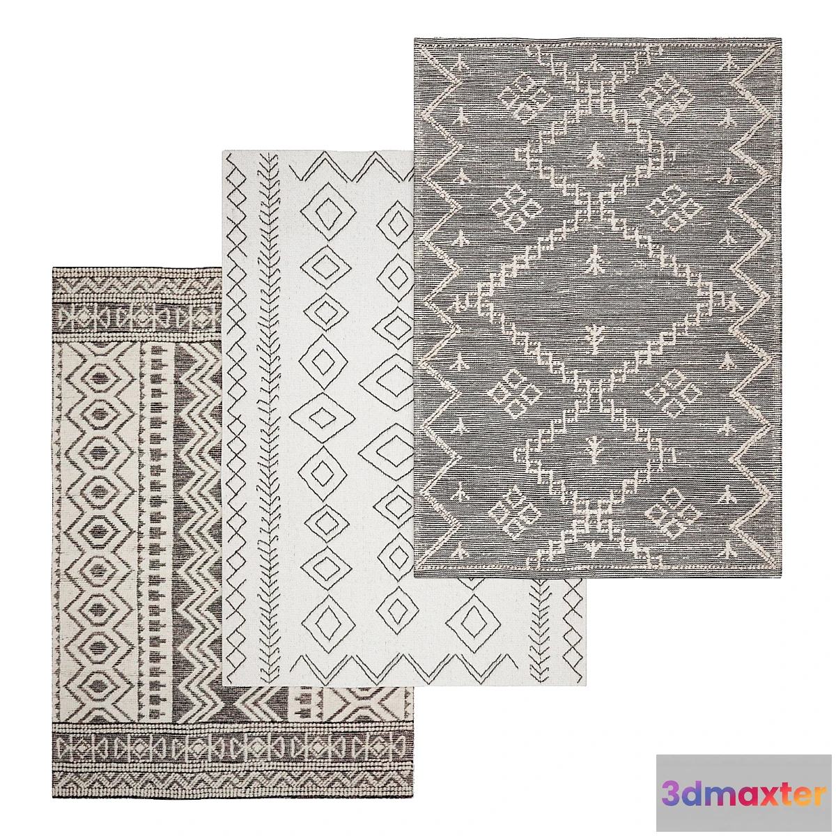 1438300 - Ivory Flatweave Area Rug 3D Max
