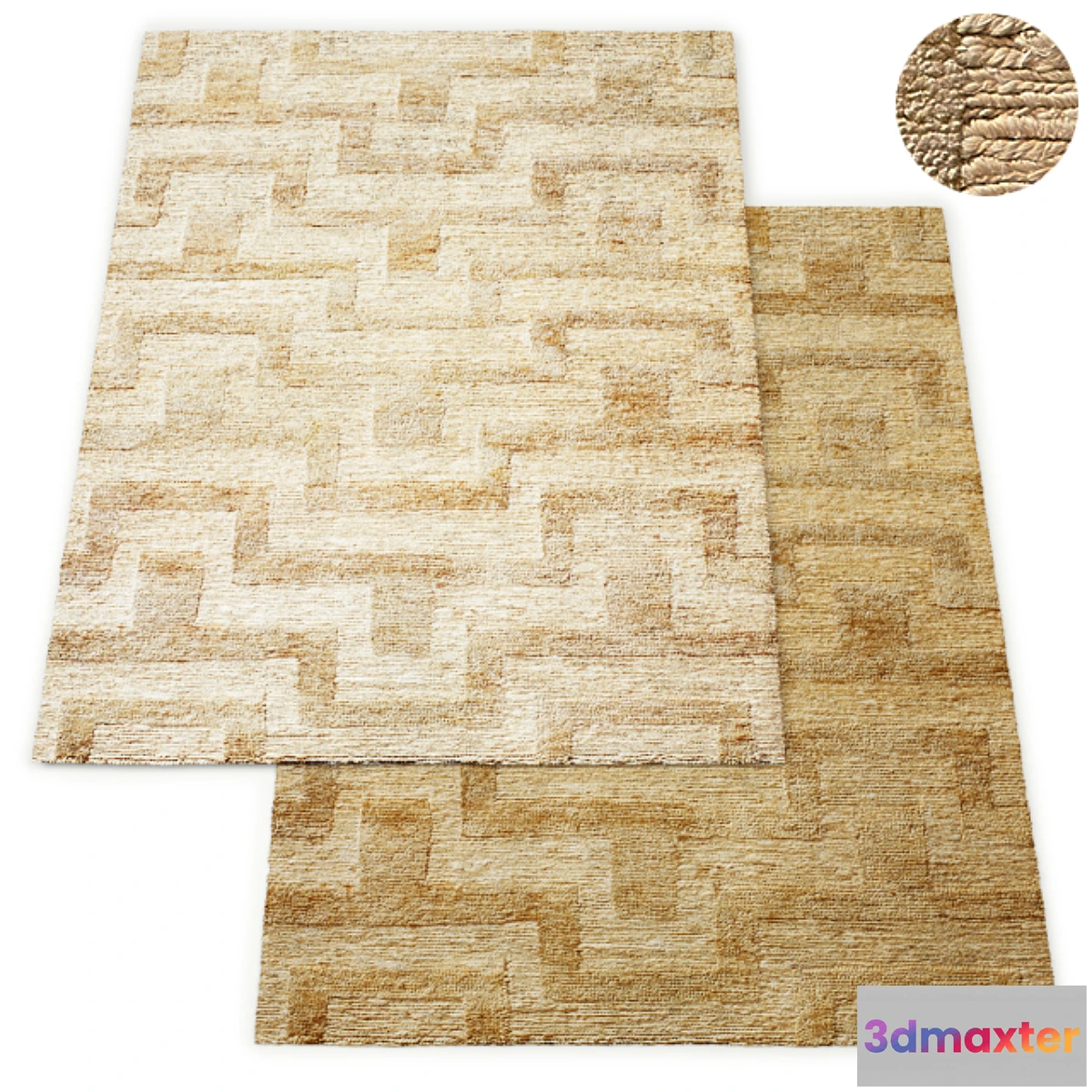1445224 - Wabi-Sabi Hand-Knotted Geo Jute Rug RH Collection 3D Max