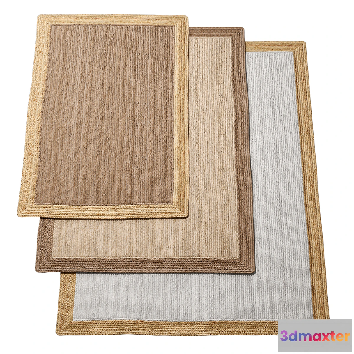 1445520 - Natural Framed Braided Jute Rug 3D Max