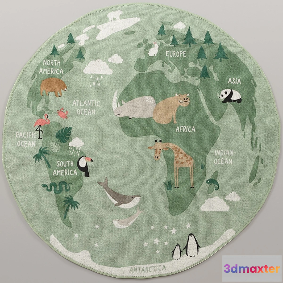 1459942 - Cotton Mat World Map HM Home 3D Max