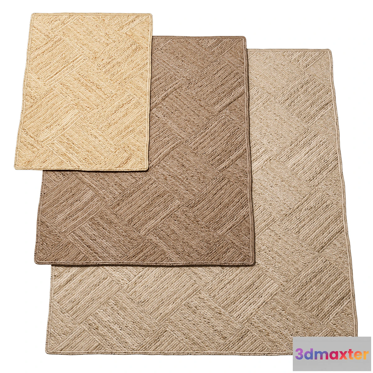 1465324 - Natural Diagonal Checker Braided Jute Rug 3D Max