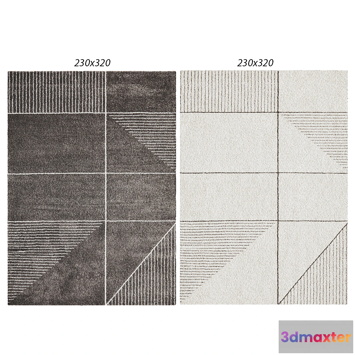 1466324 - Temple and webster Charcoal & White Soft Metro Contemporary Rug Ivory & Charcoal 3D Max