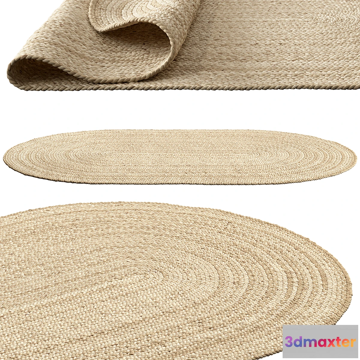 1474076 - SAFAVIEH Dina Coastal Jute Rug Oval 3D Max