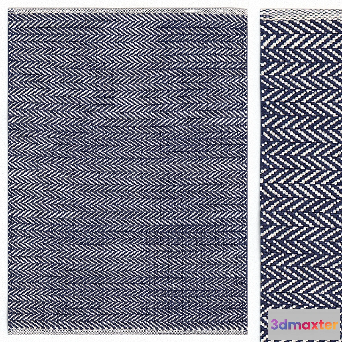578960 - Carpet Dash & Albert Herringbone Indigo Woven Cotton Rug