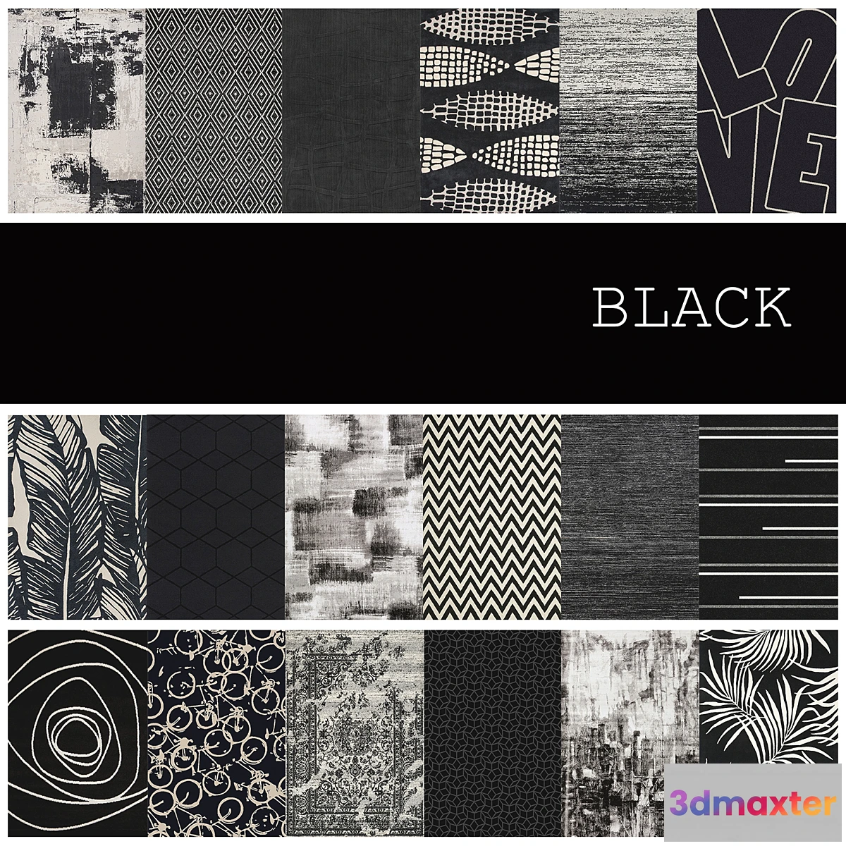 636829 - 18 carpets in the color BLACK