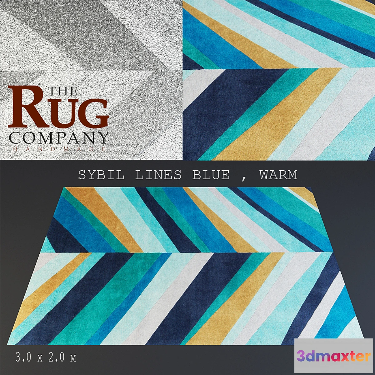 646251 - rug The Rug company Sybil lines blue & Warm