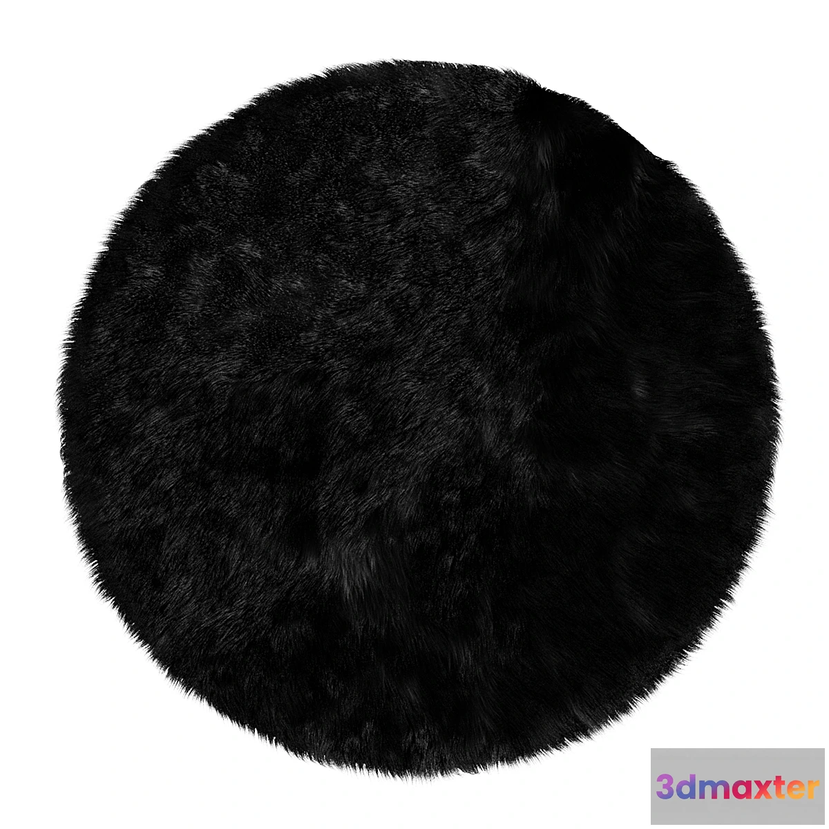 704386 - Round fluffy black carpet