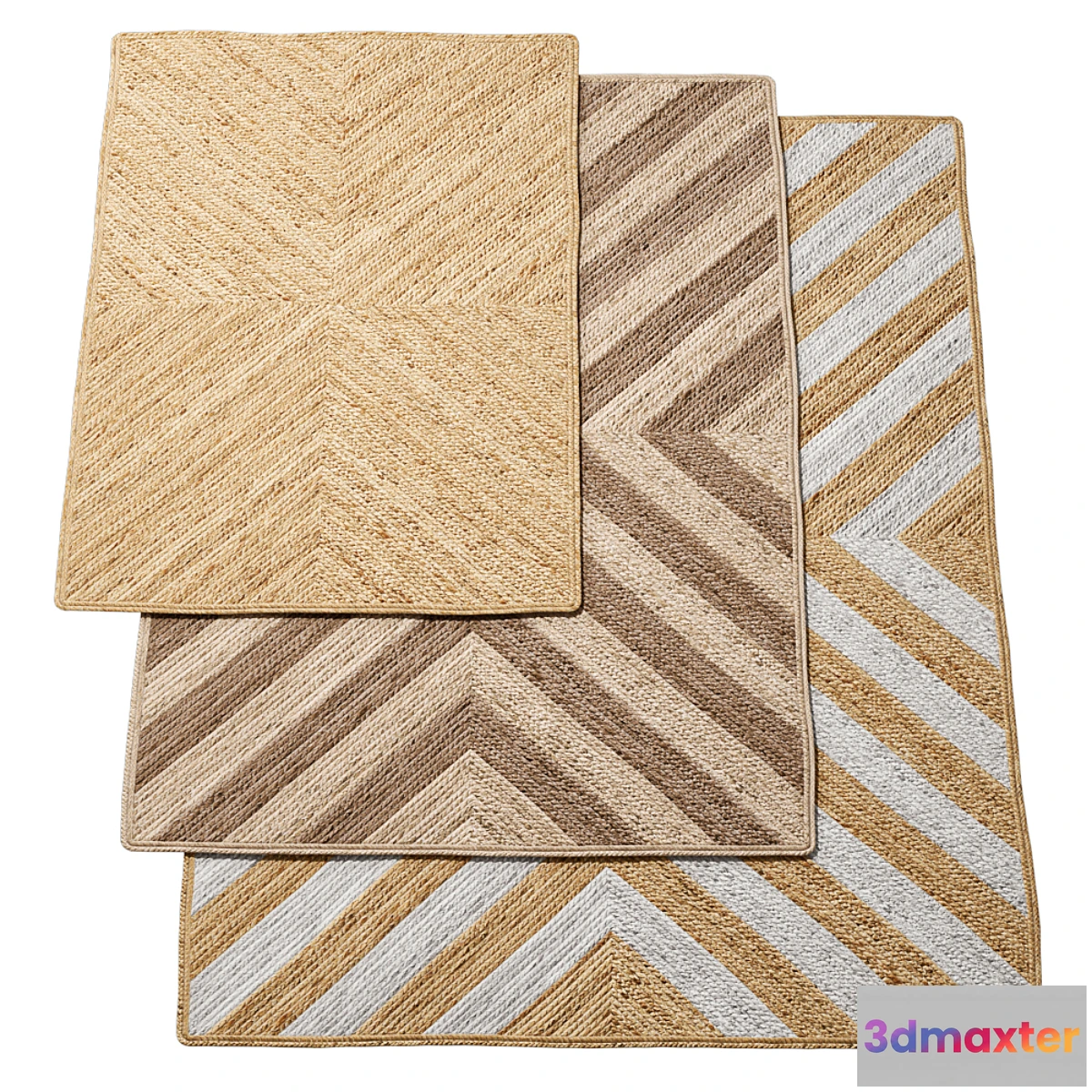 704444 - Natural X-shape Braided Jute Rug