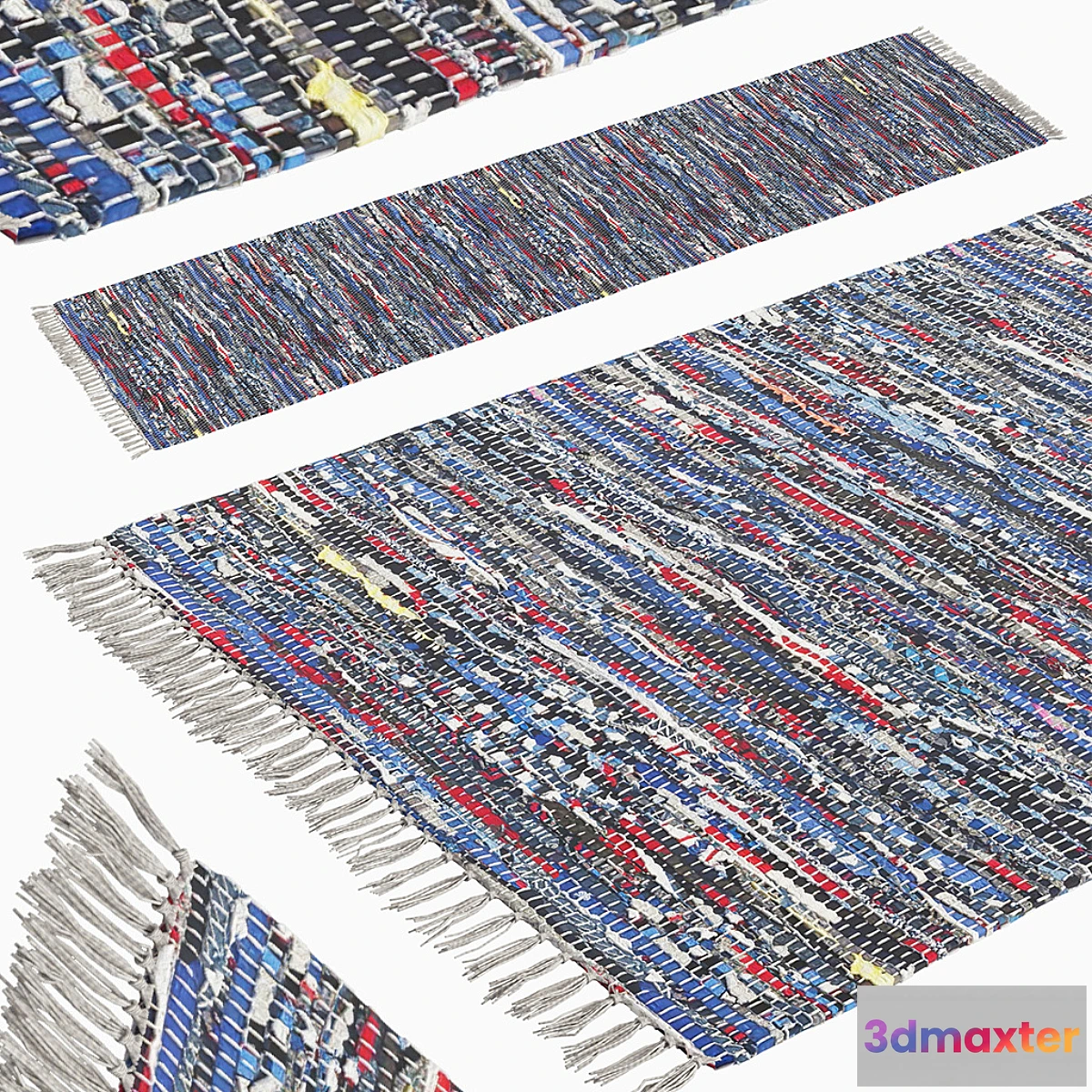 825910 - Patterned Woven Mat - Blue - No.3