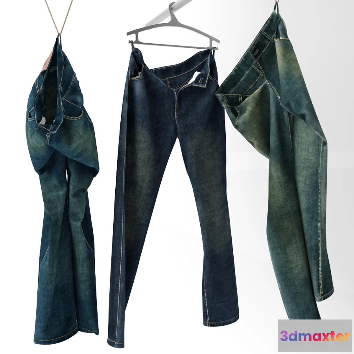1275424 - Jeans on a hanger and hook 3D Max