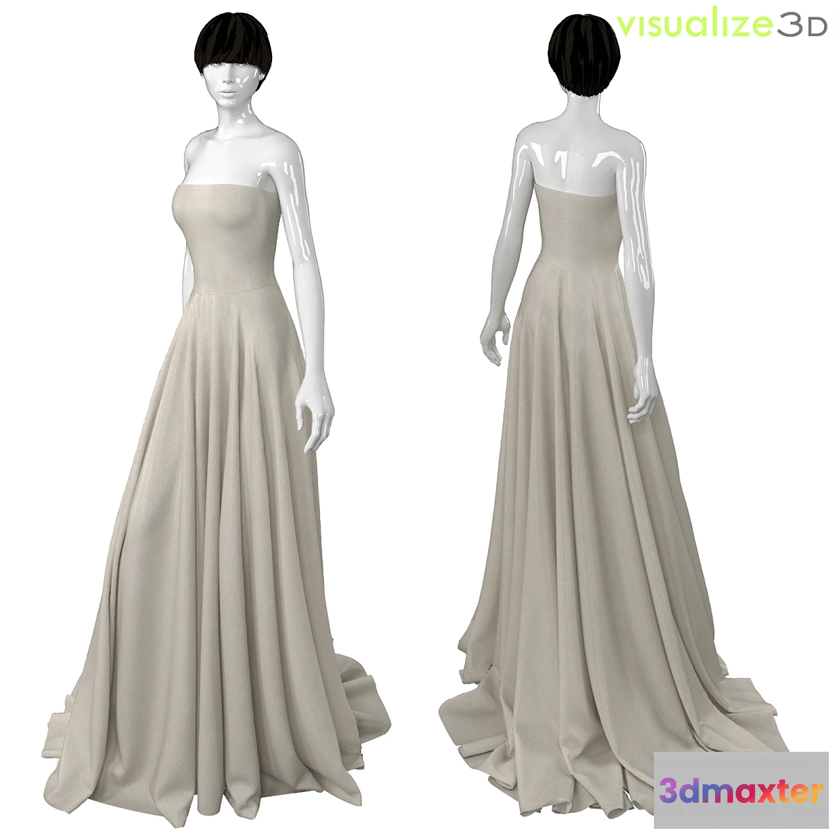 1275690 - Mannequin with long wedding dress 3D Max